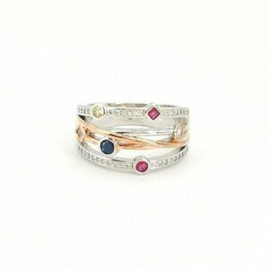 Multi CZ Band Ring 14k White and Rose Gold size 9